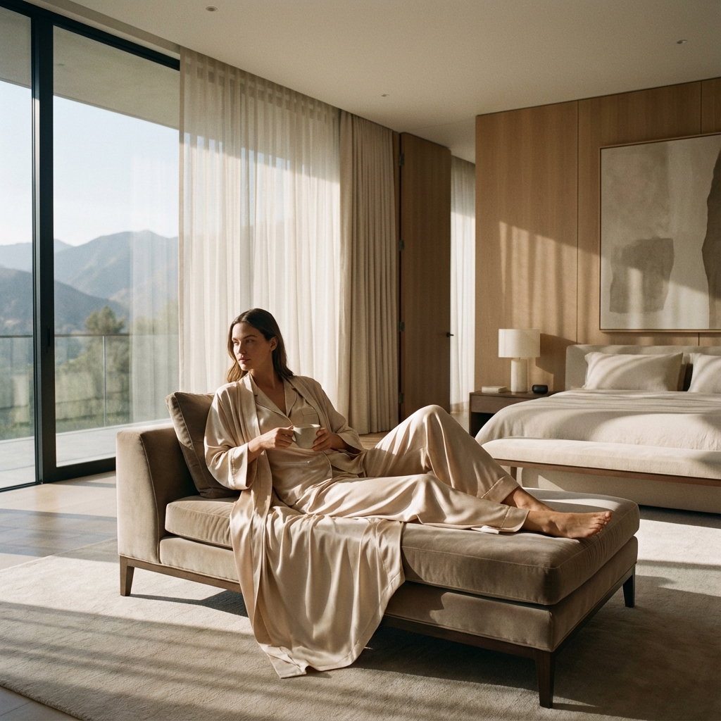 Mulher usando pijama elegante